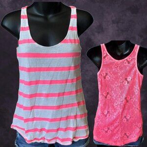 Dilvin Neon Pink Lace Tank